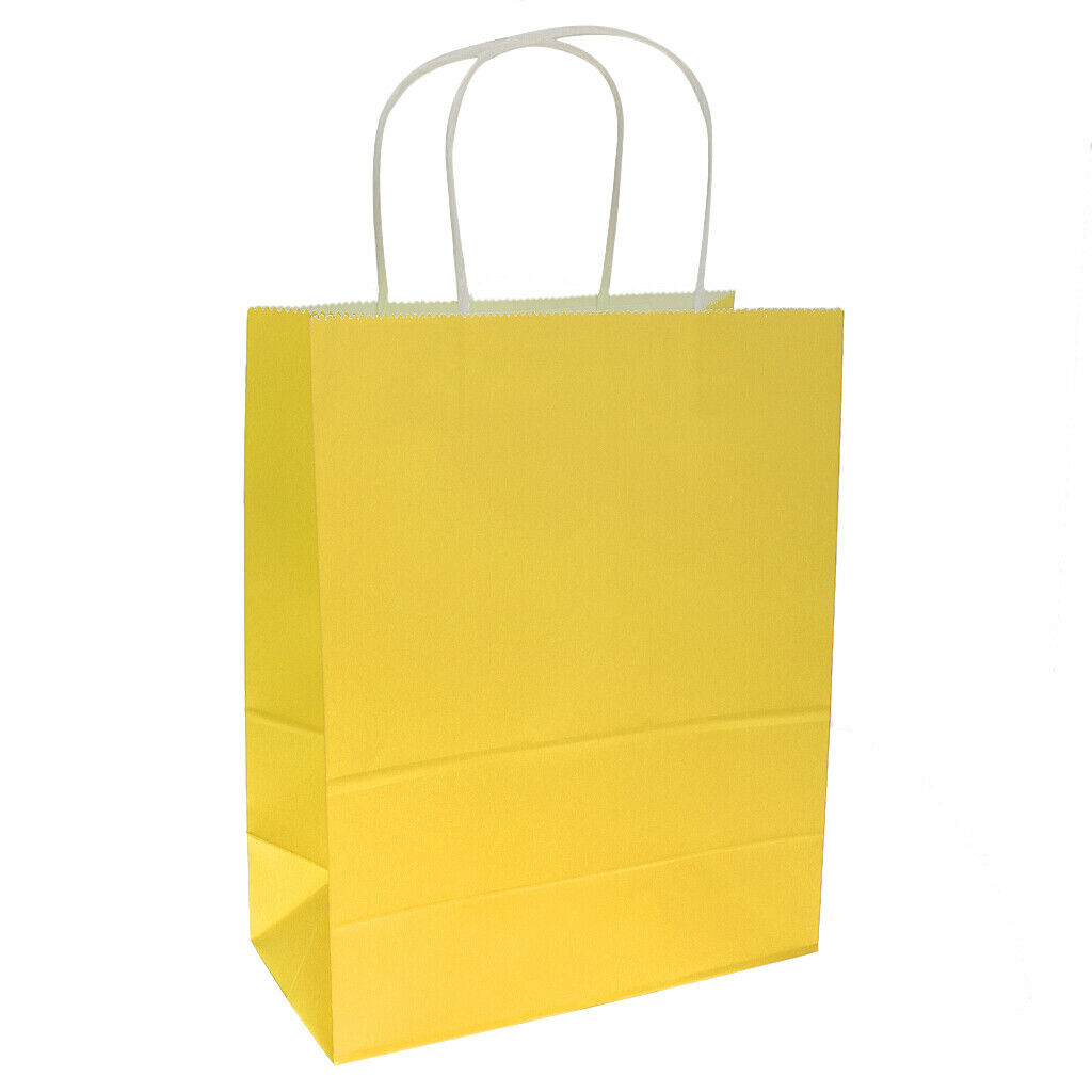 Bright Paper Party Gift Bag With Handles Birthday Wedding Loot Bag Yellow