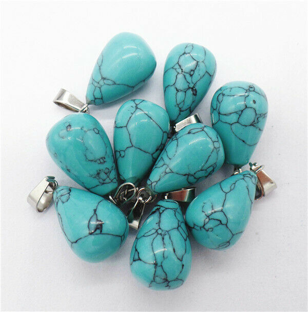100Pcs 18x13mm Green Turquoise Teardrop Pendant Bead DIY Jewelry Making HH8331