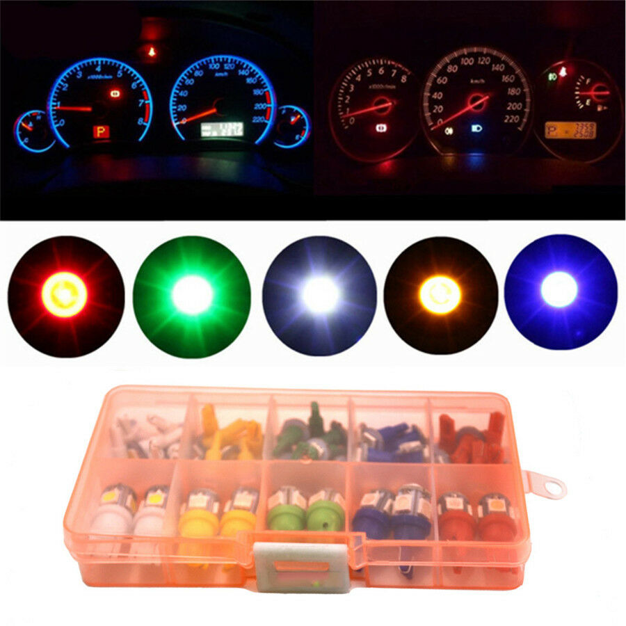 40*Car T5 T10 LED 5050SMD Instrument Panel Dashboard Light Bulb 5color Lamp 12V
