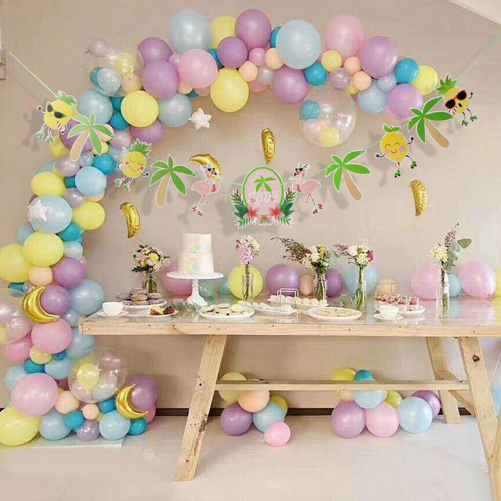 Pineapple Coconut Trees Paper Bunting Banner Garlands for Kids Baby Shower