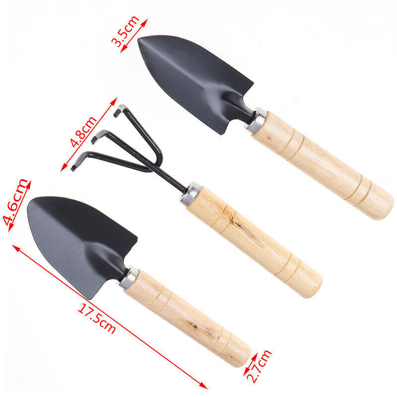 3Pcs/set Mini Garden Tool Sets Shovel Rake Spade Bonsai Tools Set Wooden .l8