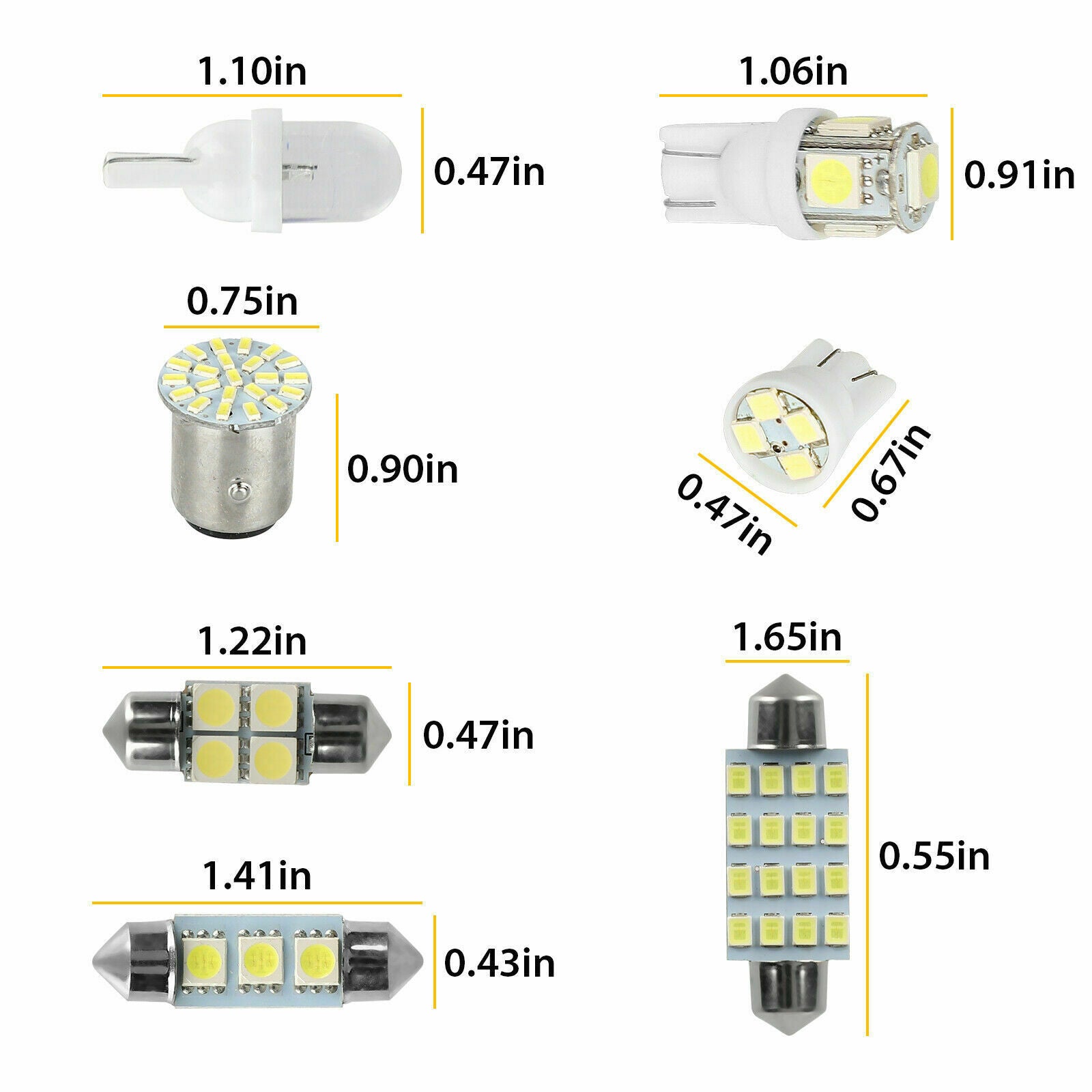 28Pcs Auto Car Interior LED Lights Dome License Plate Mixed Lamp Kit Accessories