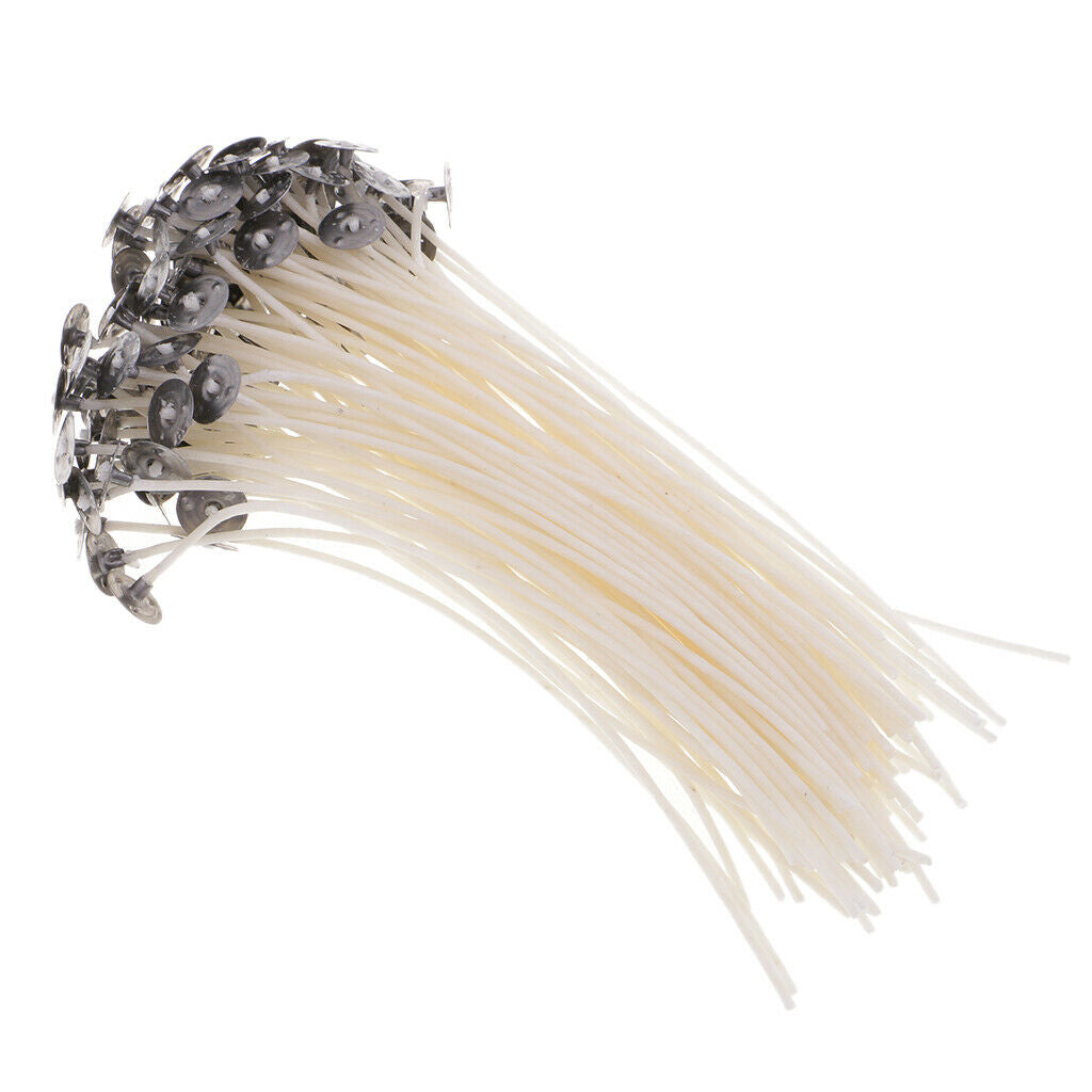 100 Pieces Pre Waxed Candle Wicks for Candle Making With Sustainers 15cm