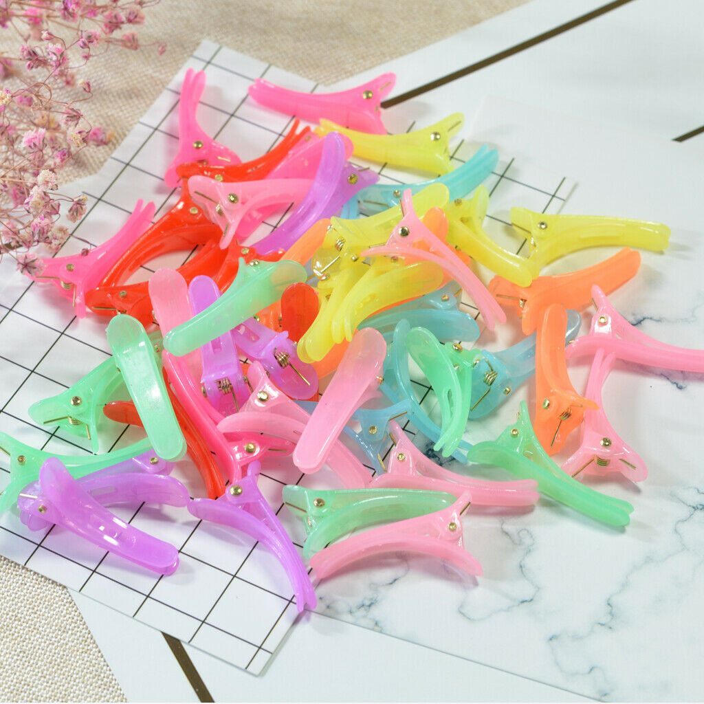 50pcs Cute Children Baby Alligator Clips Multicolor Plastic