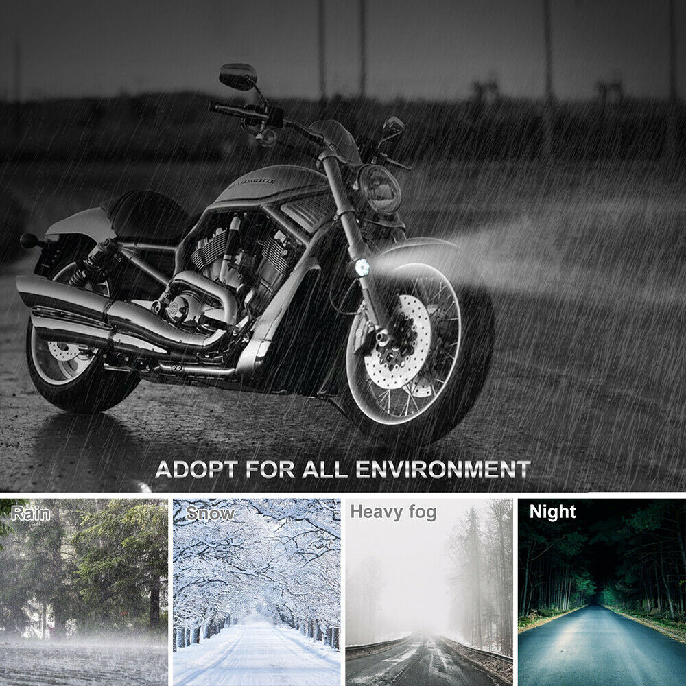 Motorcycle Front LED Spot Light Headlight Fog Driving Lamp 3 Modes Waterproof