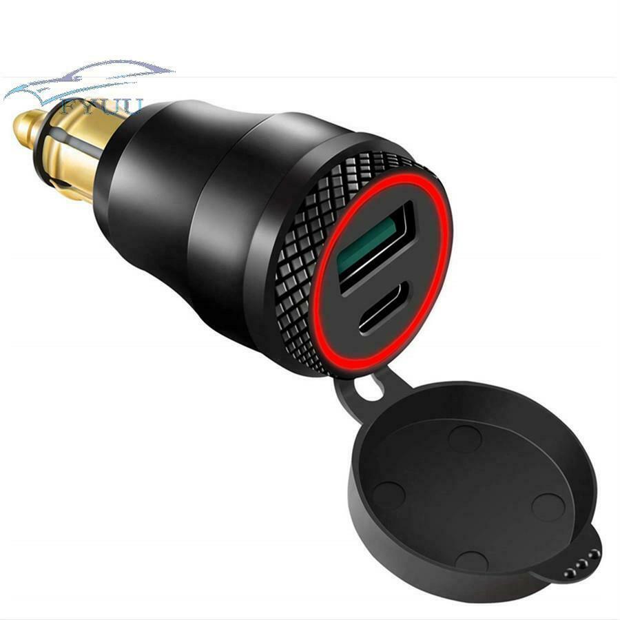 QC3.0USB Type C PD Waterproof DIN Plug Socket Fast Charger Adapter Hella For BMW
