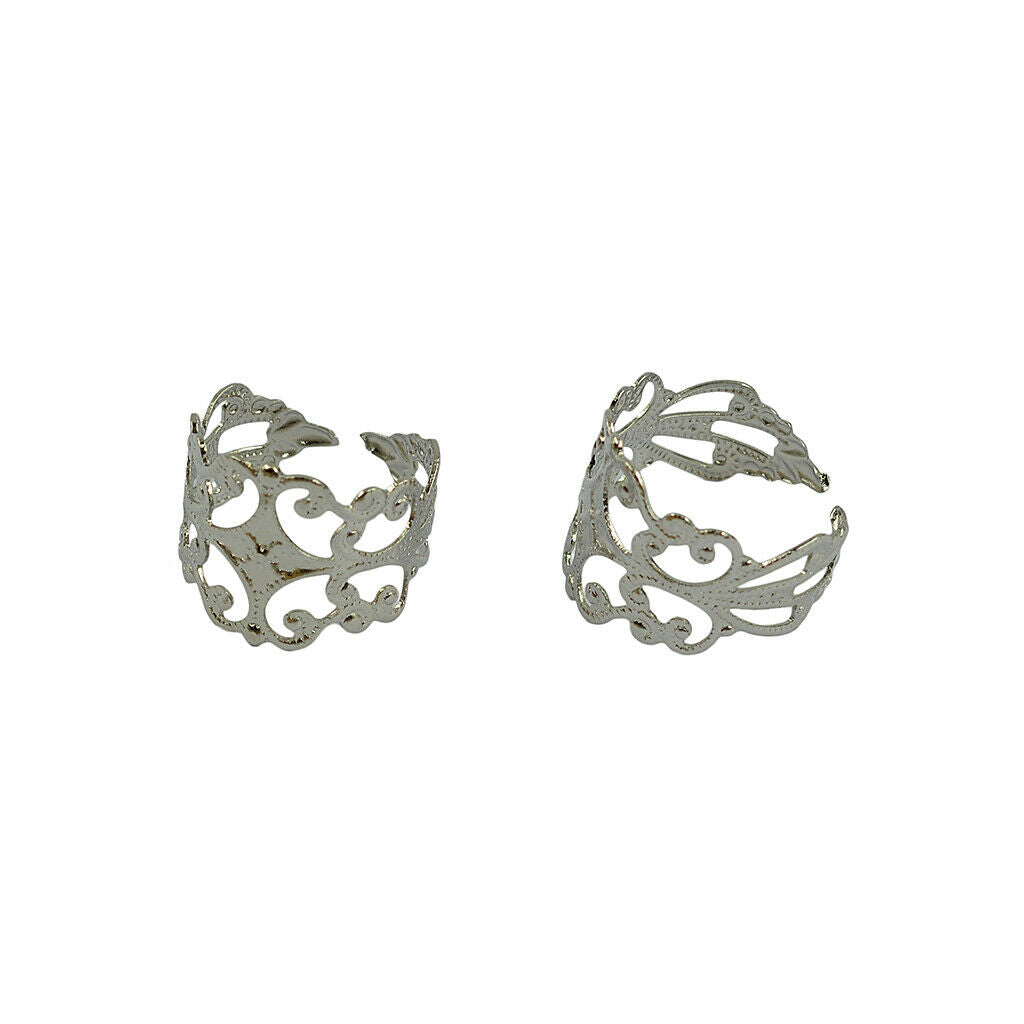 30x Filigree Finger Ring Cabochon Brass Base Findings Supplies 3 Colors