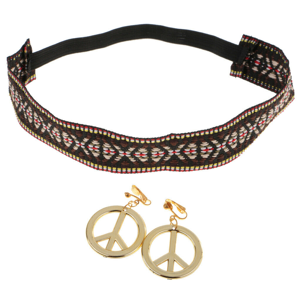 Hippie Costume Accessories Set for Women & Men - Pack of 5 Pieces - 60s 70s