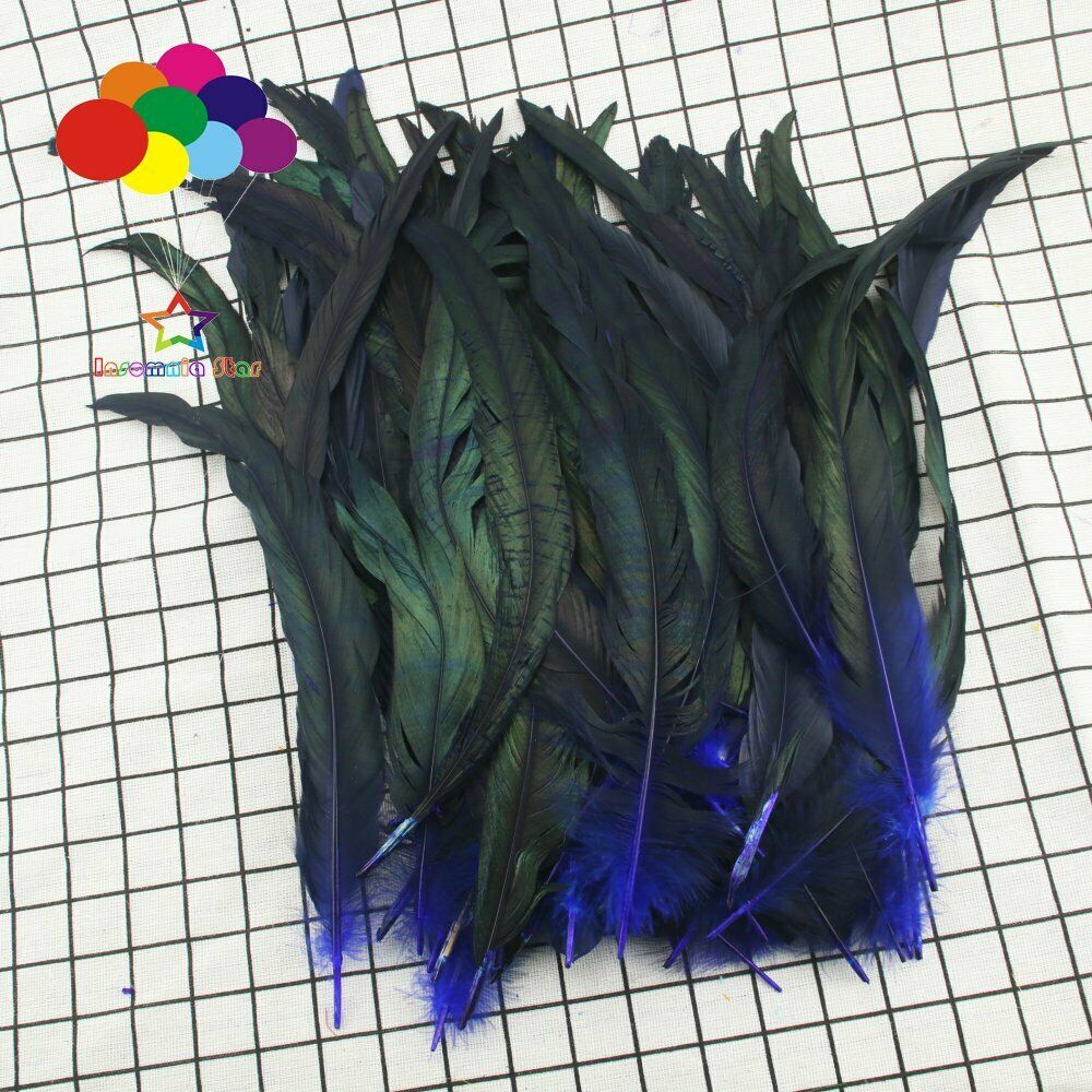 Sapphire dyeing 100 Pcs 12-14 Inch/ 30-35 cm Cock Chicken Tail natural Feathers