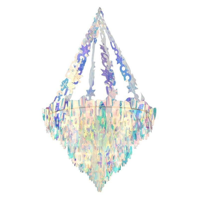Iridescent Party Hanging Chandelier Shaped Ceiling Ornaments for Bridal Shower