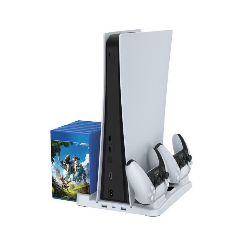 Dualsense Dock Cradle Charging Station Host Cooling Fan Game Disc Holder for PS5