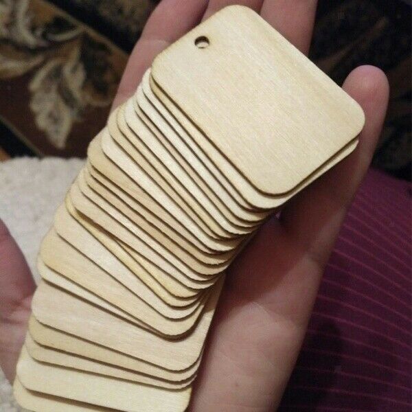 Blank 25x Wooden Gift Tags Price Labels Xmas Charms Pendants Wedding