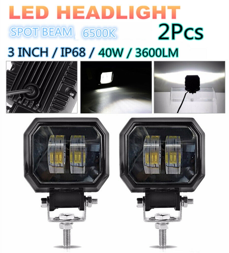 2Pcs 3" 12V 24V 6500K  20W Waterproof LED Lamp Offroad Car Boat Work Lights