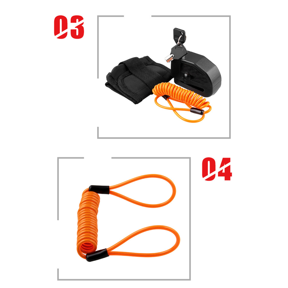 Waterproof Motorcycle Bike Anti-theft Lock Disc Brake Lock+Bag+Reminder Rope