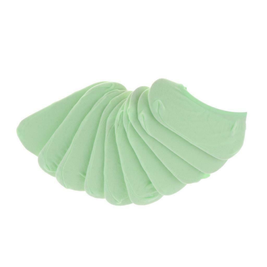 10 Pairs Women No Show Socks Non Slip Low Cut Cotton Boat Socks  Green