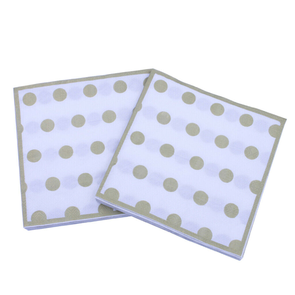 20 Pieces Disposable Tissue Paper Golden Polka Dot Napkins Party Tableware