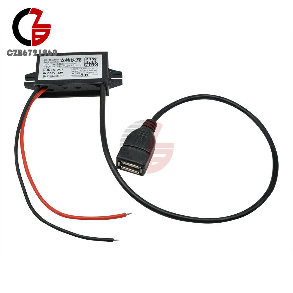 2x DC12-24V to QC2.0 3.0 Waterproof Buck Module Power Supply QC Charger Adapter