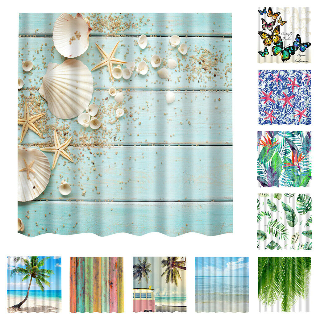 Modern Novelty Bathroom Shower Curtain with 12 Hooks Decor 180cm x 180cm 1