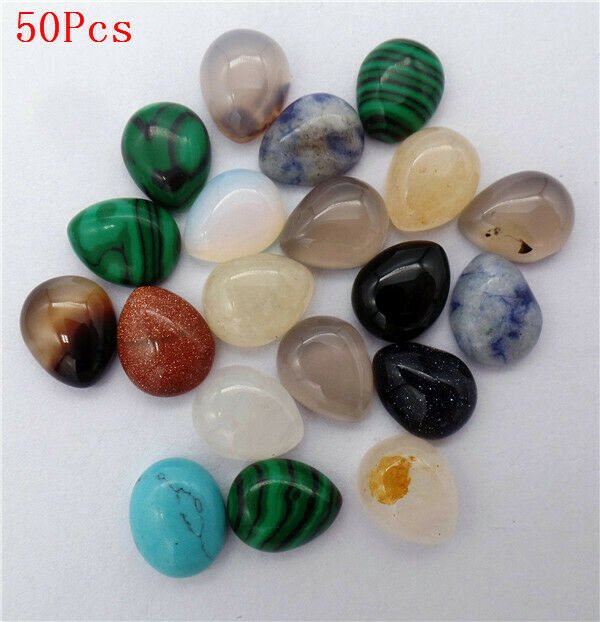 50Pcs 10x8x5mm Multicolor Mixed Stone Teardrop Cab Cabochon DIY Jewelry HH7267