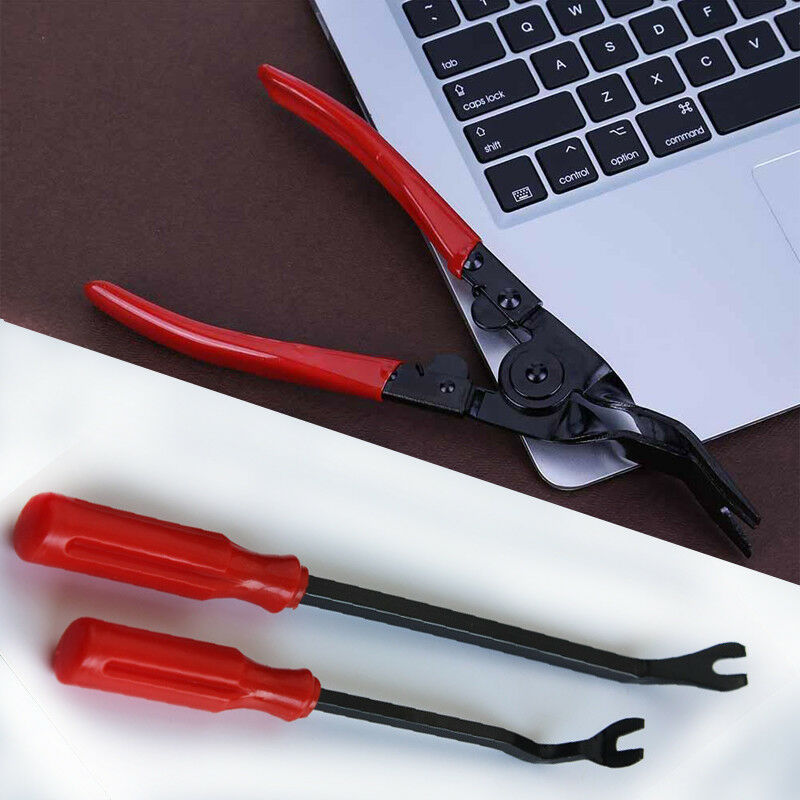 Steel Car Door Trim Panel Clip Removal Pliers & Fastener Remover Repair Kit 3Pcs
