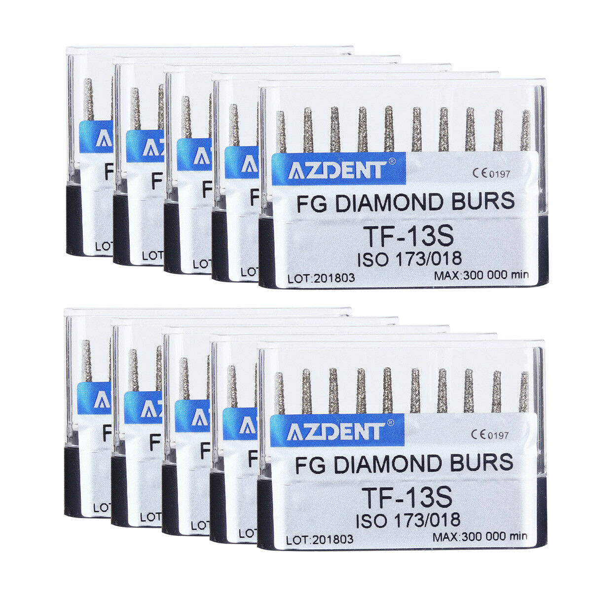 100X Dental High Speed Super Coarse Diamond Burs Cone Taper Flat Head TF-13S