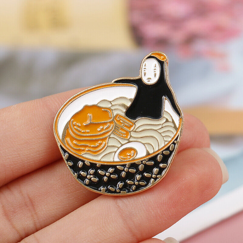Ramen Bath No Face Man Enamel Pin Fashion Cartoon Gourmet Brooch Badge