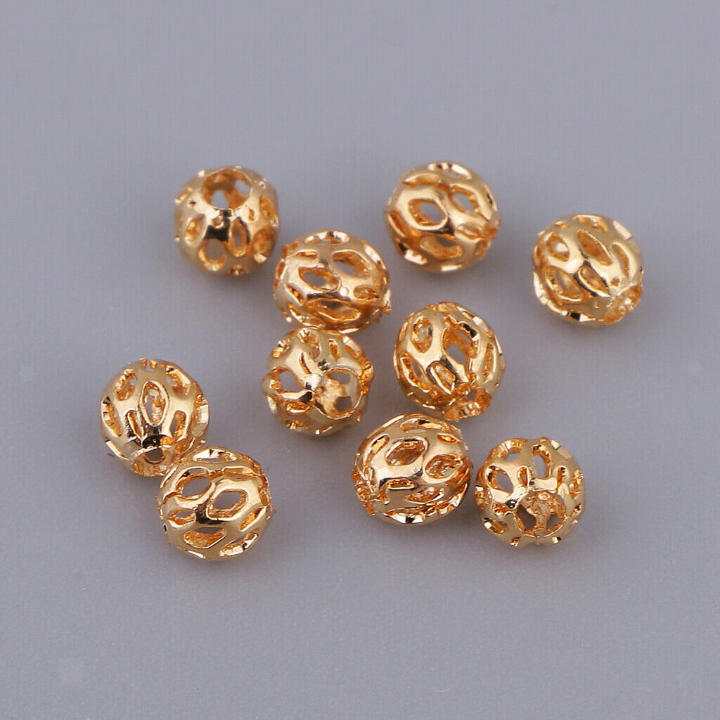 10pc 3.5mm Hollow Ball Flower Beads Charms Filigree Spacer Beads DIY Jewelry