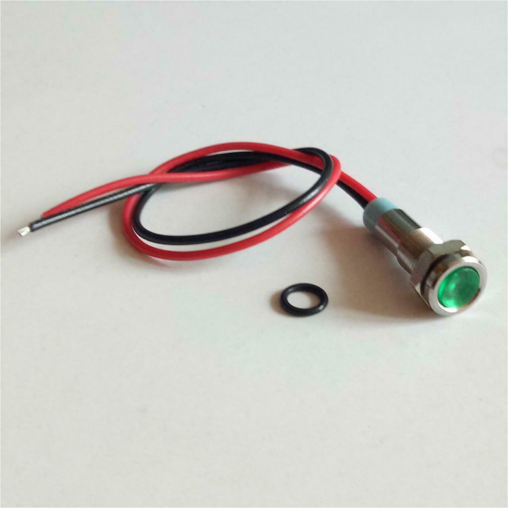 2x Green&Red 220V 6mm Signal Power Supply LED Indicator Light Lamp With Wire