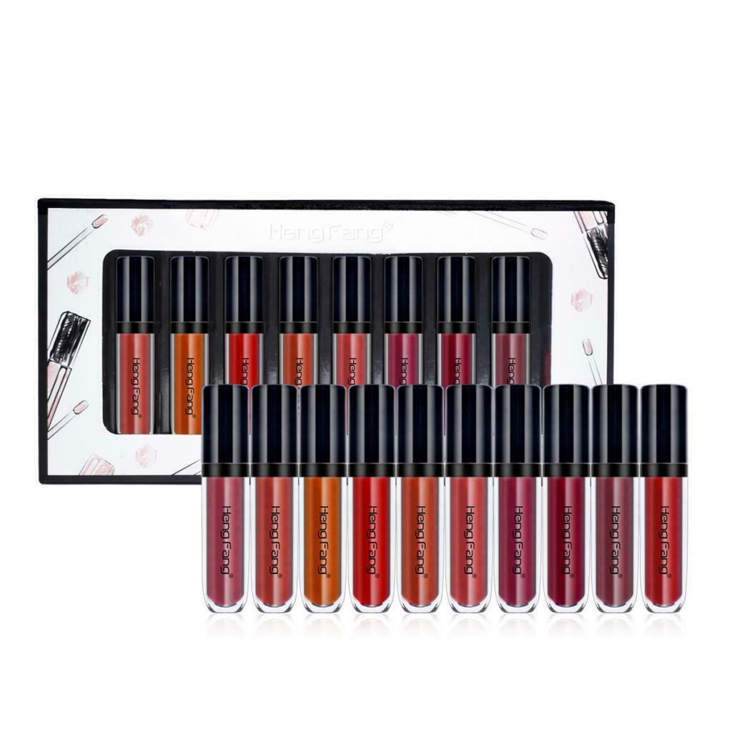 10 Pieces Matte Velvet Liquid Lipstick Waterproof Natural Gloss Lip Full Set