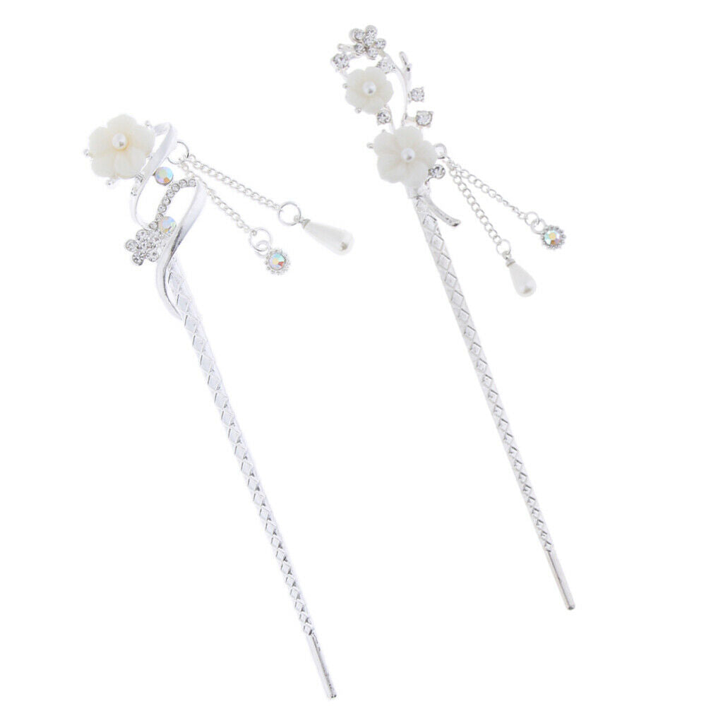 Set of 2 Elegant Women Girls Hair Stick Chopstick Dangle Hairpin Pin Tassel