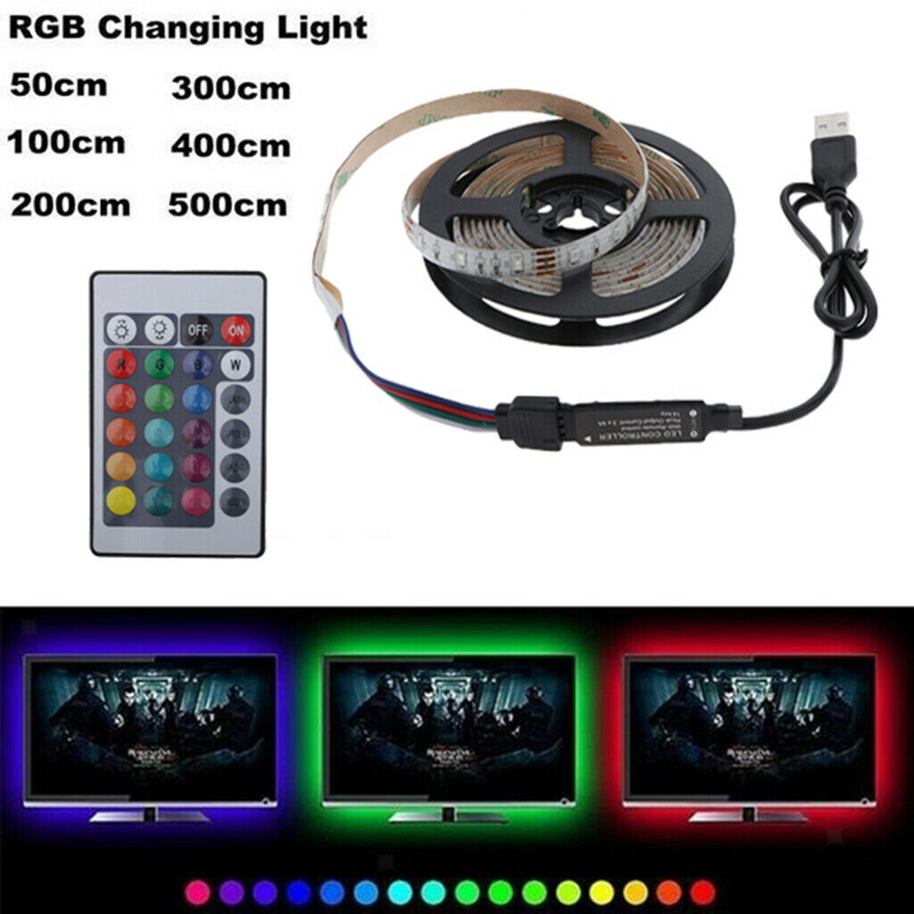 RGB LED Light Strip Tape Waterproof Bar TV Decoration Lamp 5V Set 4m