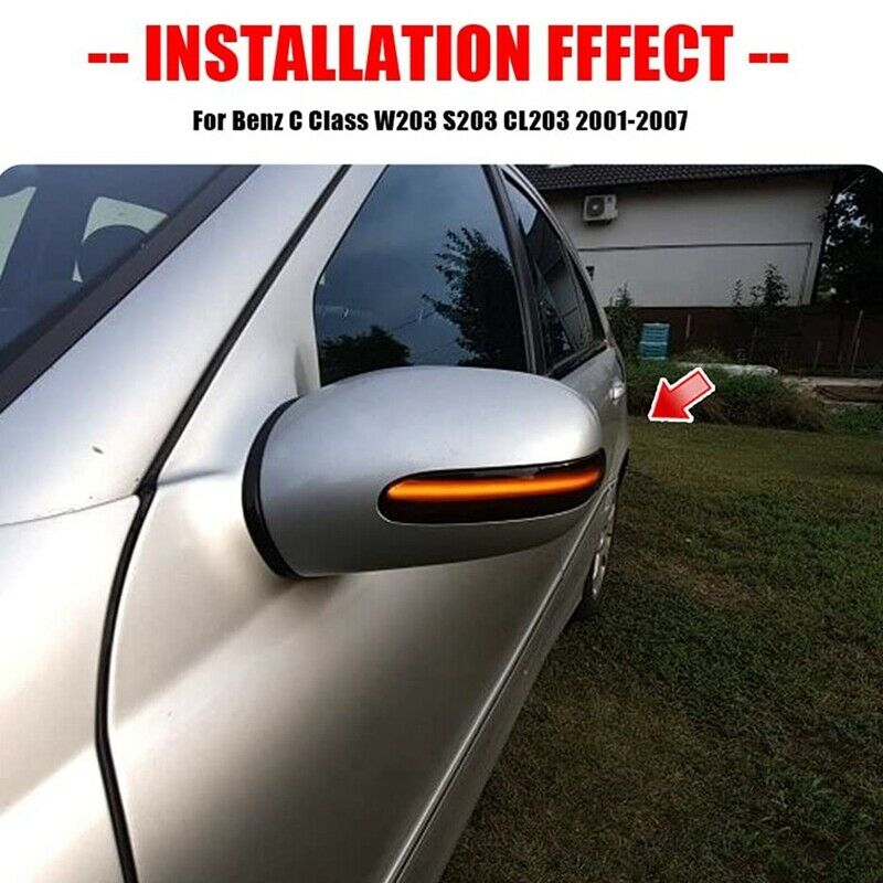Blue&Yellow LED Dynamic Rearview Mirror Lights for Benz C Class W203 S203 CL20D5
