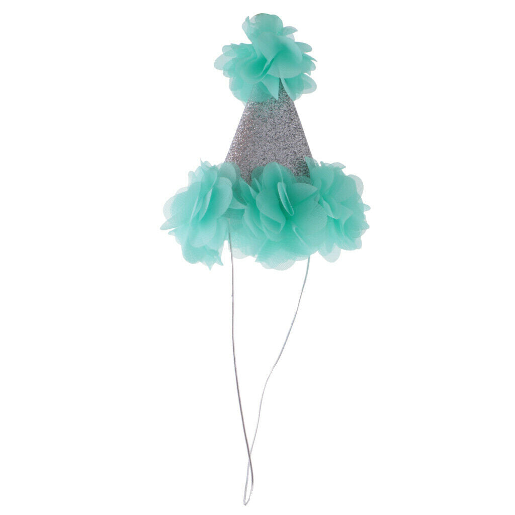 Baby Girl Boy Infant Toddler Tulle Flower Kids Birthday Party Cone Hat Green