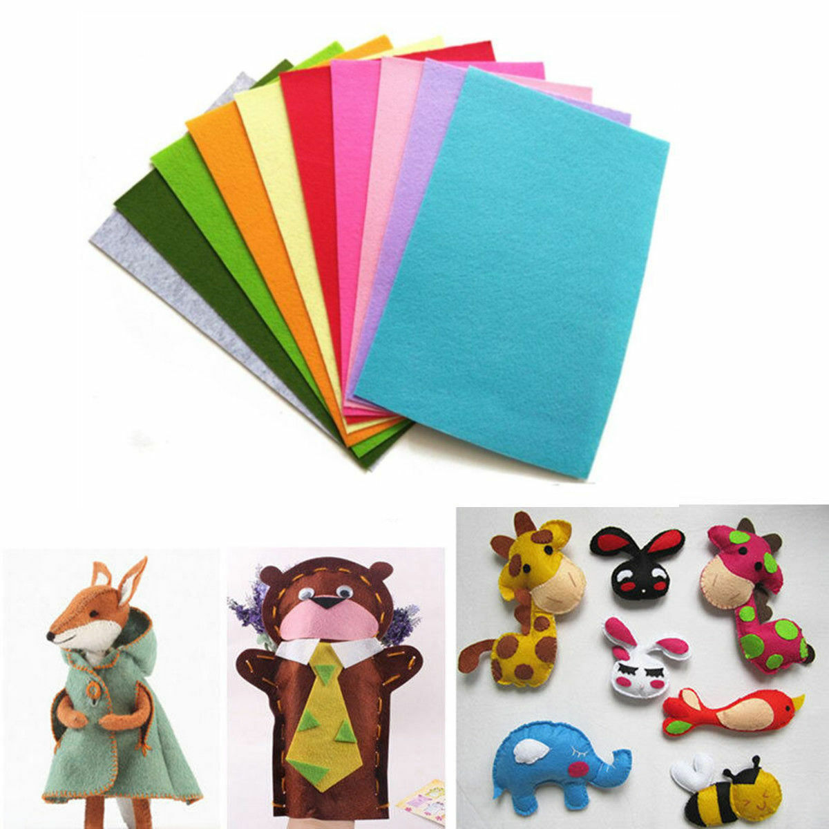 10Pcs Mixed Color Soft Nonwoven Felt Fabric Sheets 29x21cm DIY Craft Patchwork