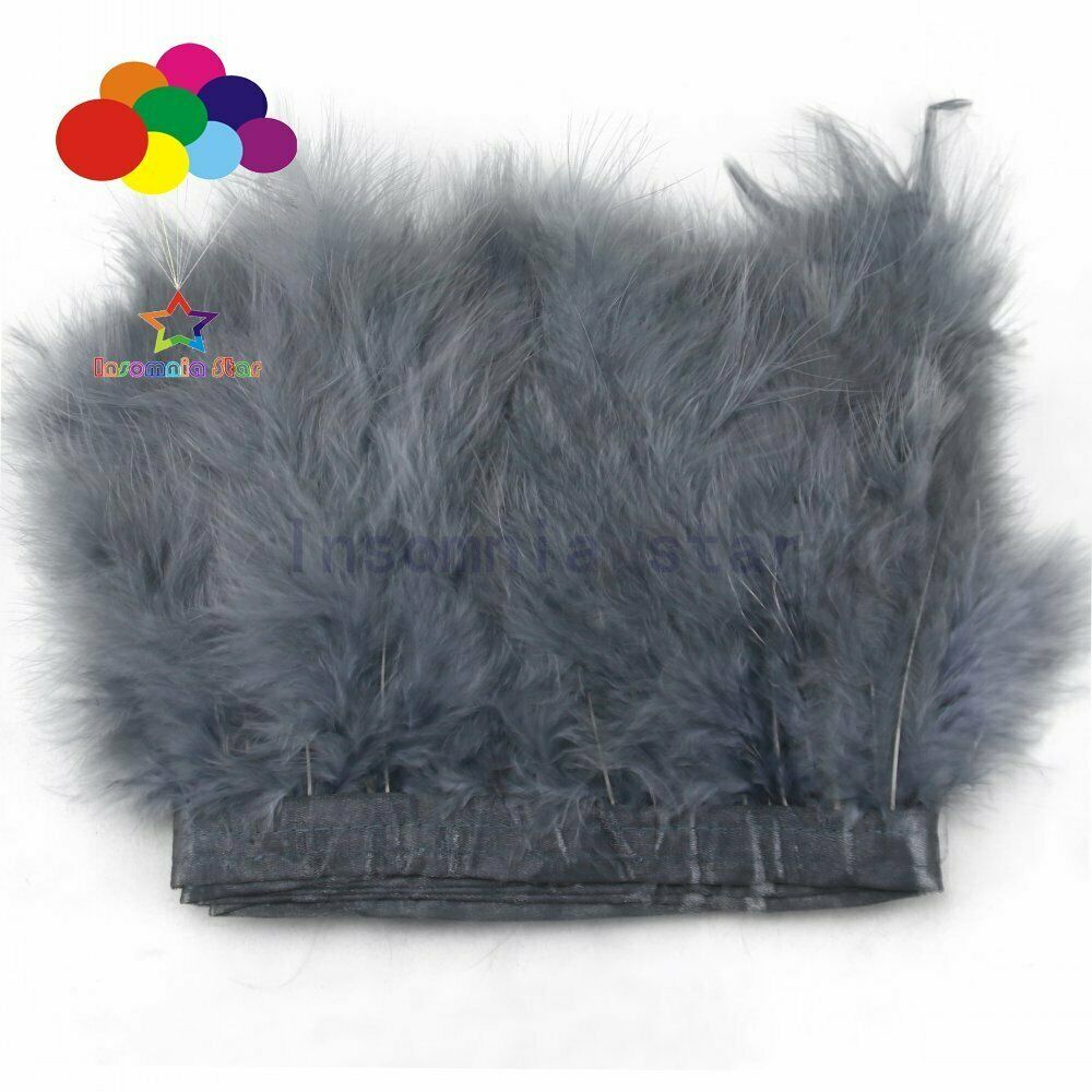 2 Meter 6-7" Dark Gray Marabou Feathers Trims Soft Fluffy Feather Ribbon Fringe