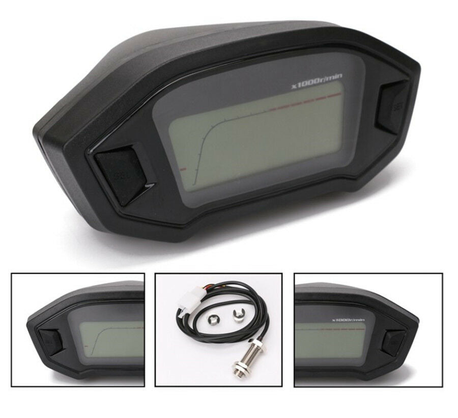 Motorcycle LCD Digital Speedometer Odometer LED Backlight Speed Sensor N-5 Gear