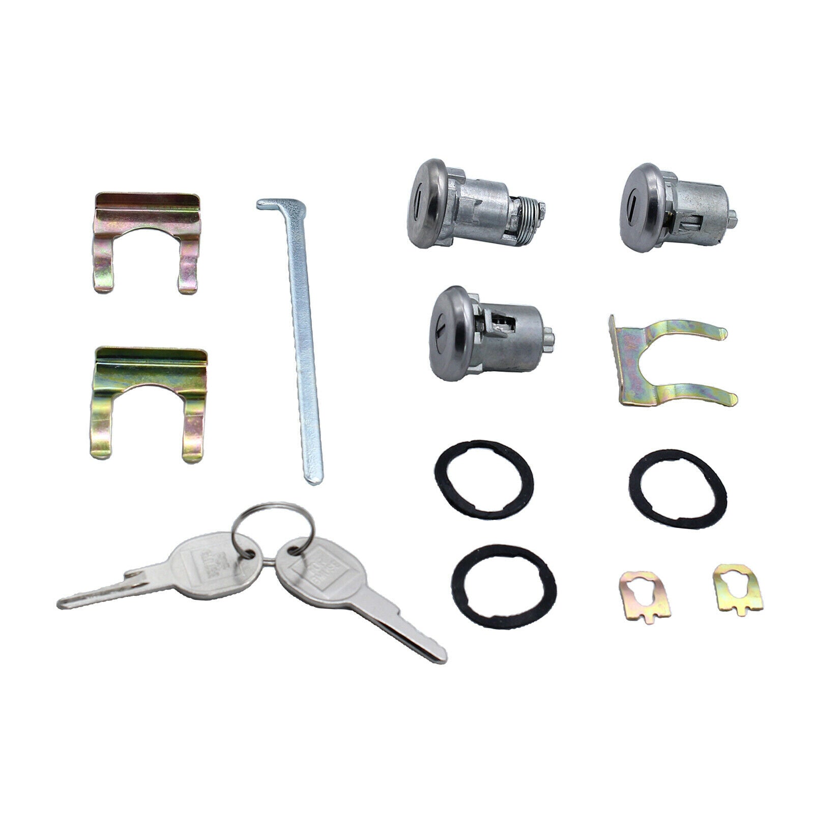 Vehicle Lock Cylinder with 2 Keys Door Lock Kit Durable for GM Chevelle