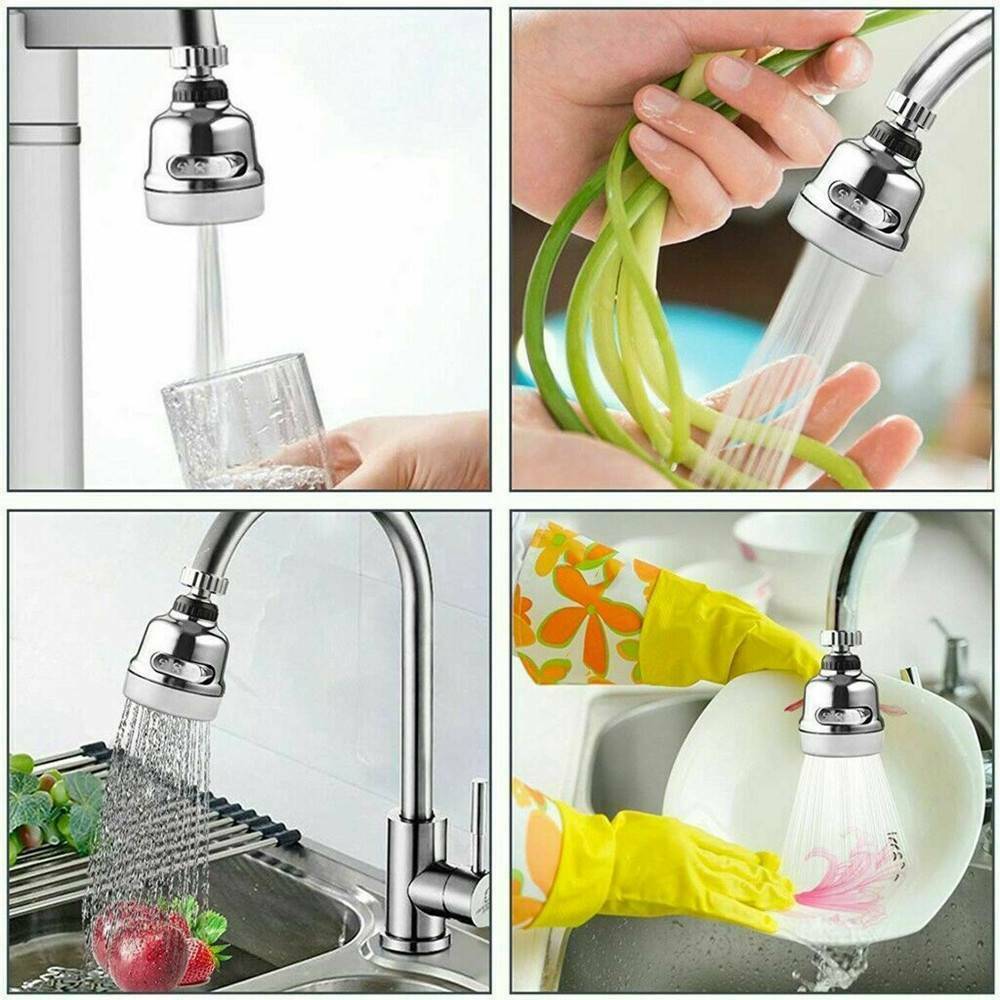 360 Rotary Faucet Booster Kitchen Filter Water Saving Tap Diffuser Device New