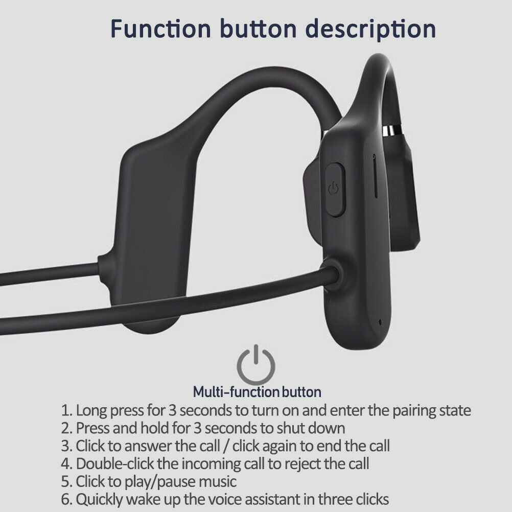 Bone Conduction Headphones with Mic Wireless Bluetooth Open-Ear Earphone Headset