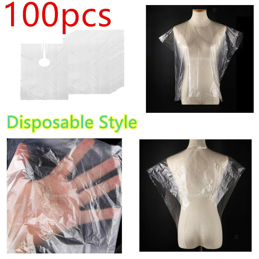 300X Disposable Hair Cutting Capes Barber Shop Apron Gown with 4X Hair Clip