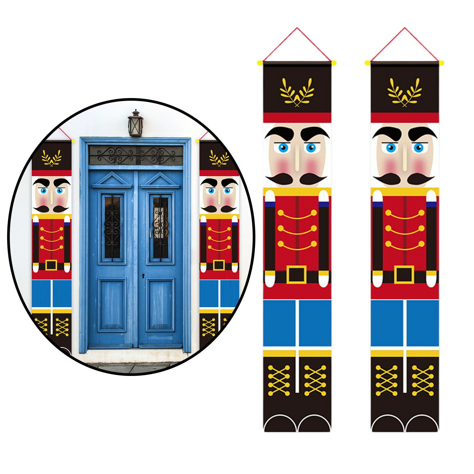 1 Pair 6ft Christmas Nutcracker Door Banner Life Size Decor Mall Wall Window