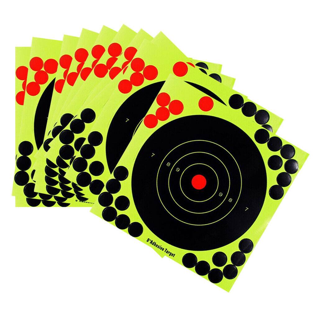 8''x8''  - 10 Sheets Paper Targets for Outdoor Hunting Accessories - Florescent