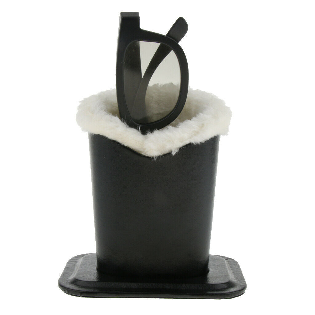 Pack of 3 PU Leather Plush Lined Upright Eyeglasses Holder Stand Pen Holder