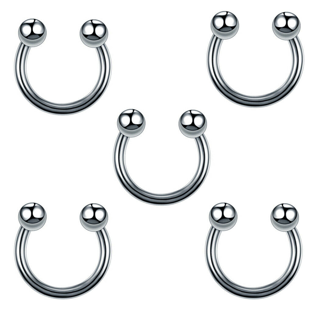60 Pieces Nose Lip Tongue Eyebrow Tragus Navel Belly Ring Piercings 8mm
