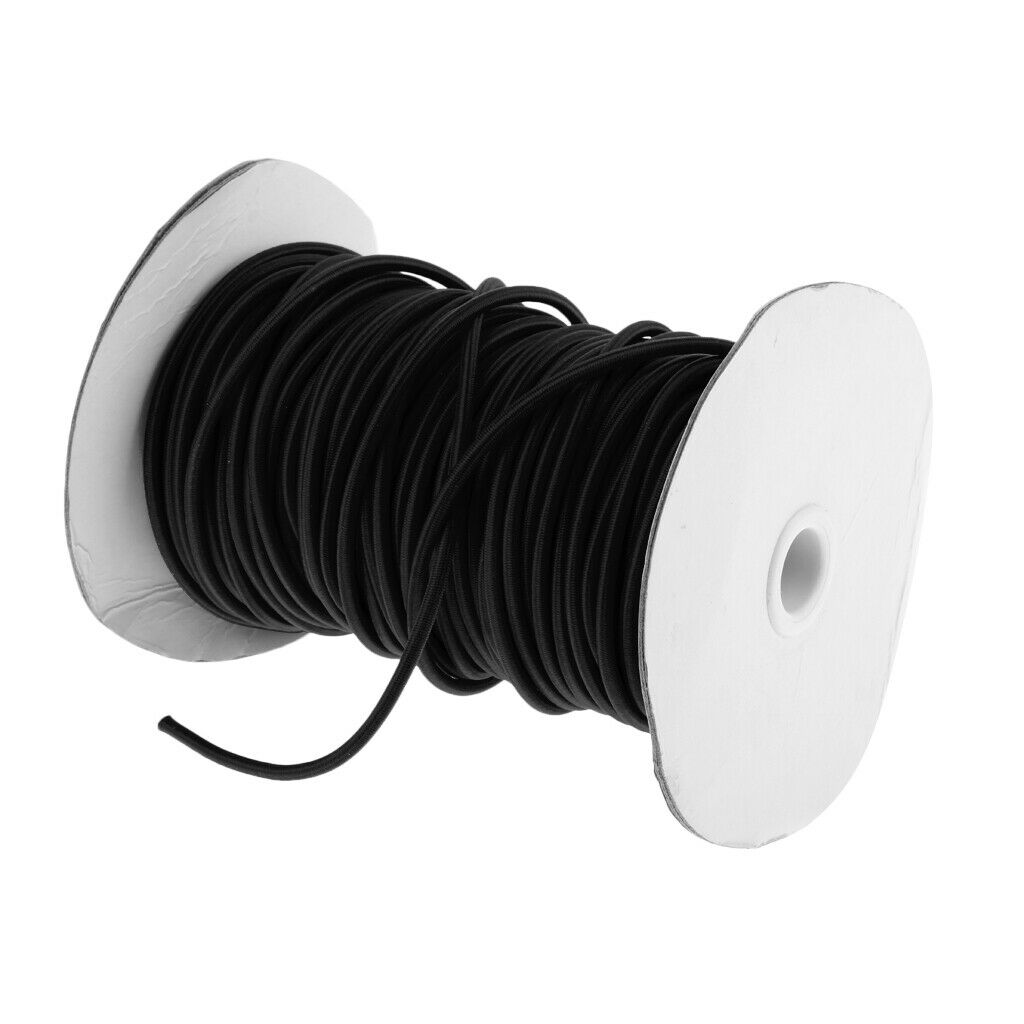 4mm Elastic Bungee Rope Marine Shock Cord - Tie Down Roof Racks 50m Black
