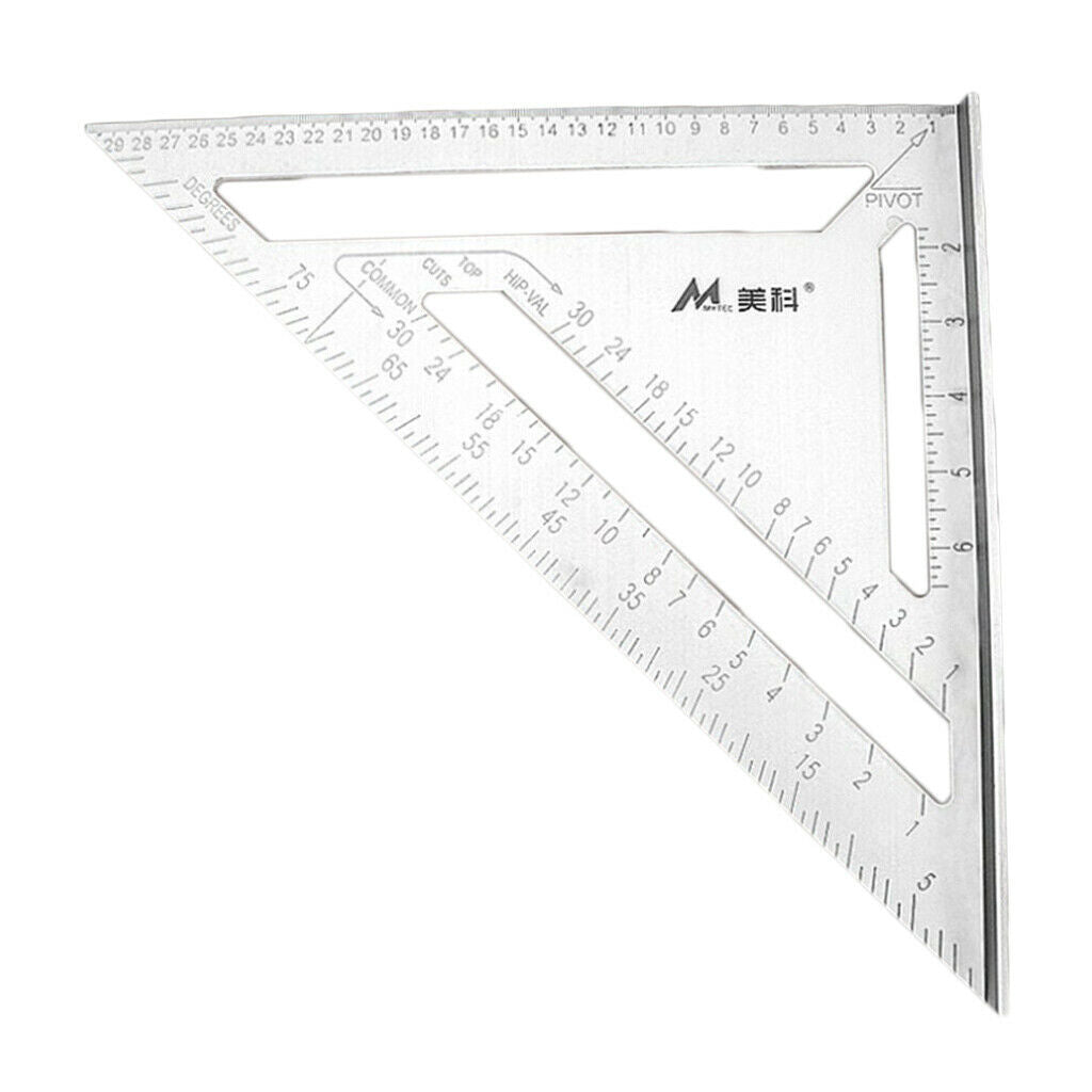 Metric 30cm Aluminum Carpenter Triangle Square Ruler Angle Measuring Durable