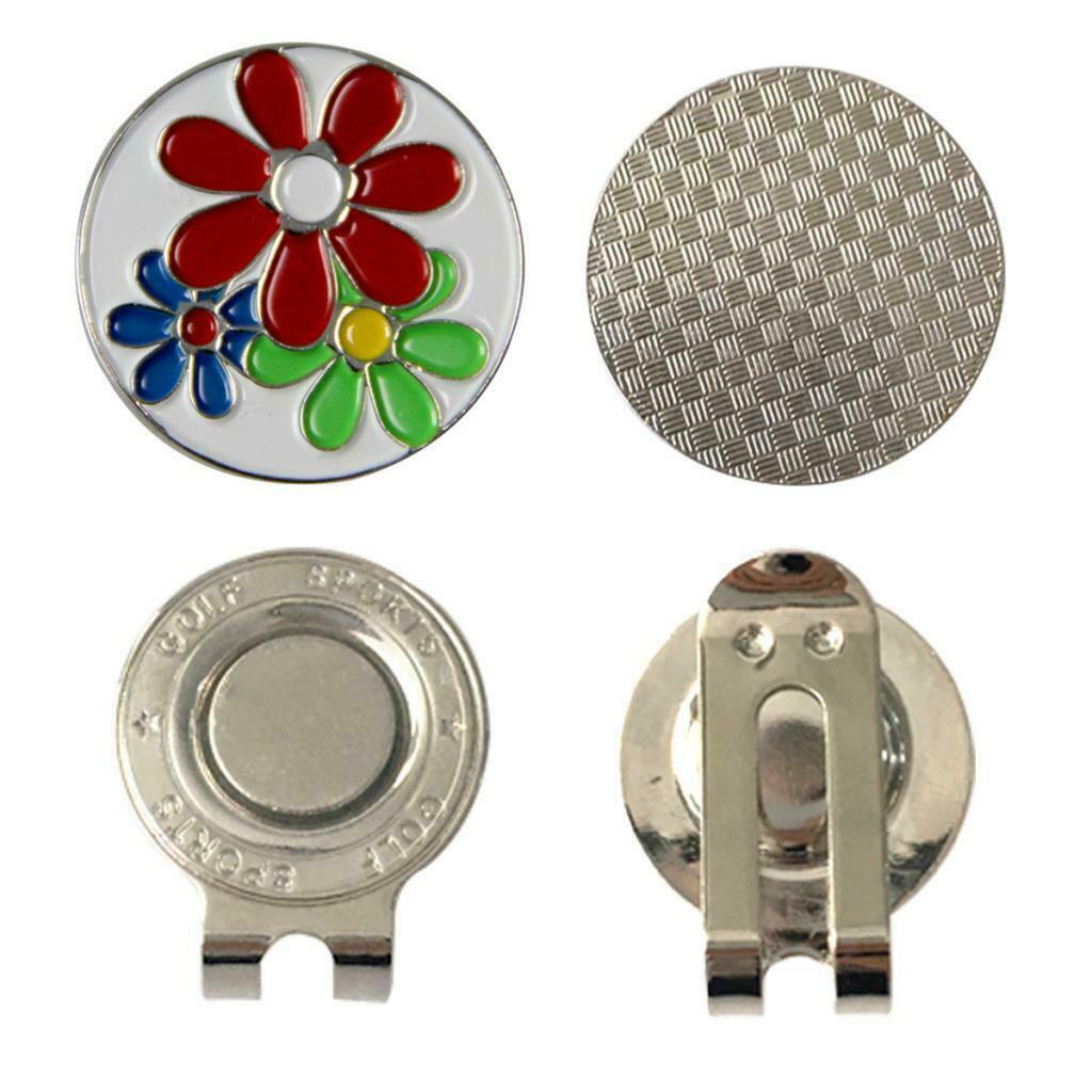 Magnetic   Clip Ball Marker Golf Metal Clamp Clothing Buckle Three Flowers