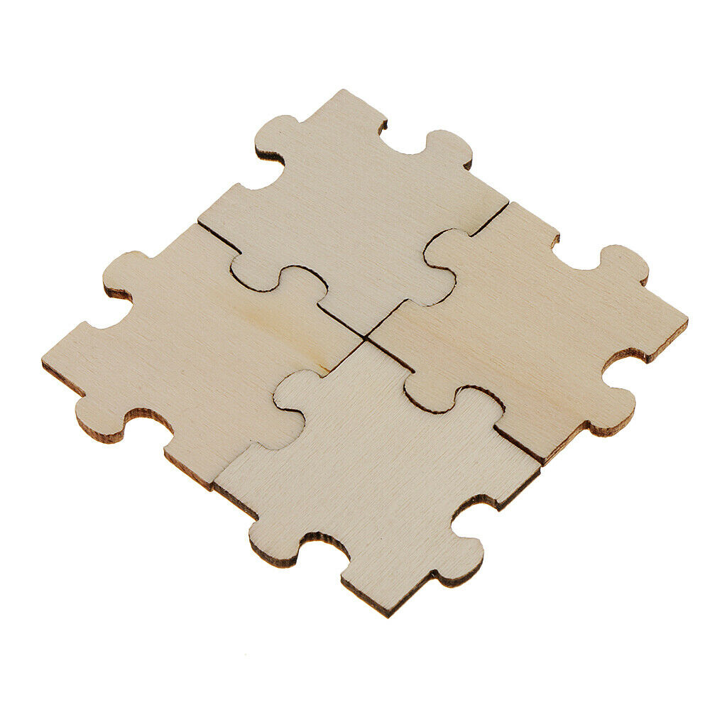 50pcs Wood Puzzles Unpainted Unfinished Embellishments DIY Handwork Slice