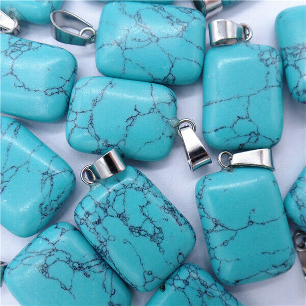 100Pcs 20x16x6mm Green Turquoise Oblong Pendant Bead DIY Jewelry Making HH8167