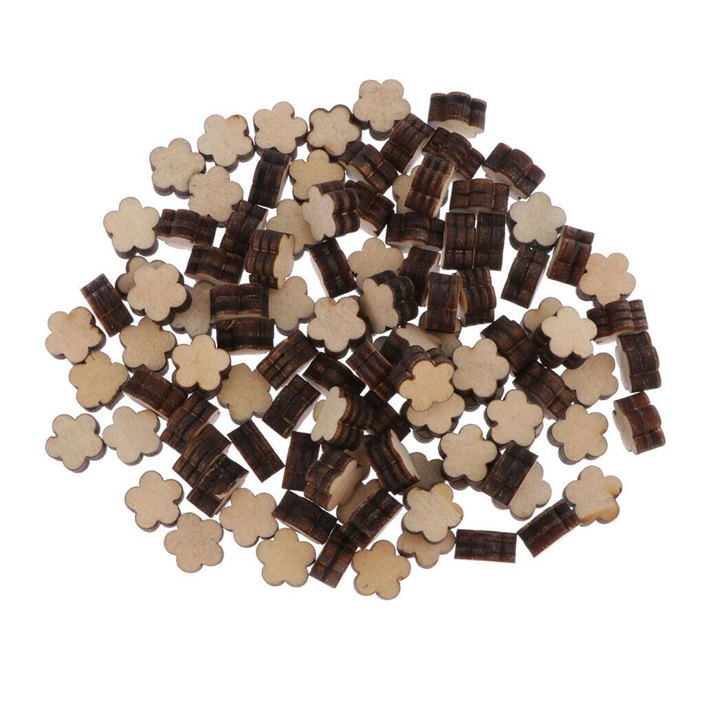 100x Blank Wood Shapes Pieces Cut Wooden Embellishments for DIY Arts Crafts